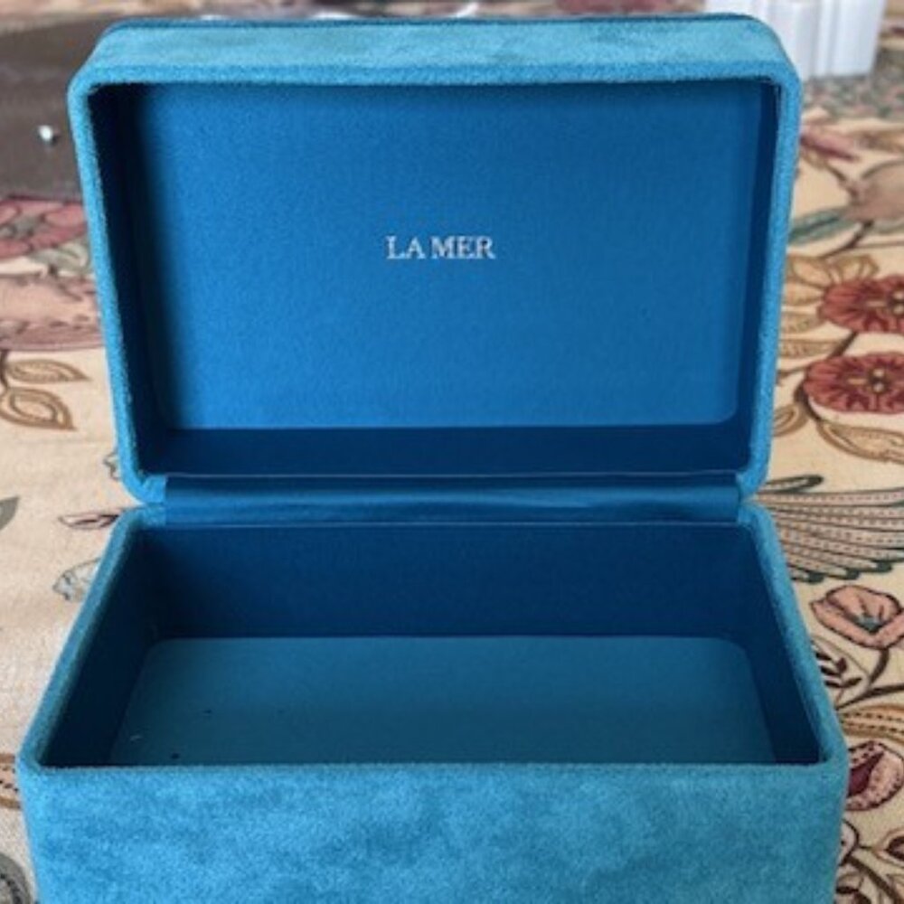 La Mer Empty Suede Box Use for Jewelry Makeup Hiding Things New